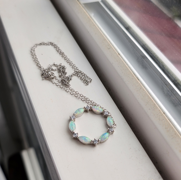 Lab opal necklace pendant